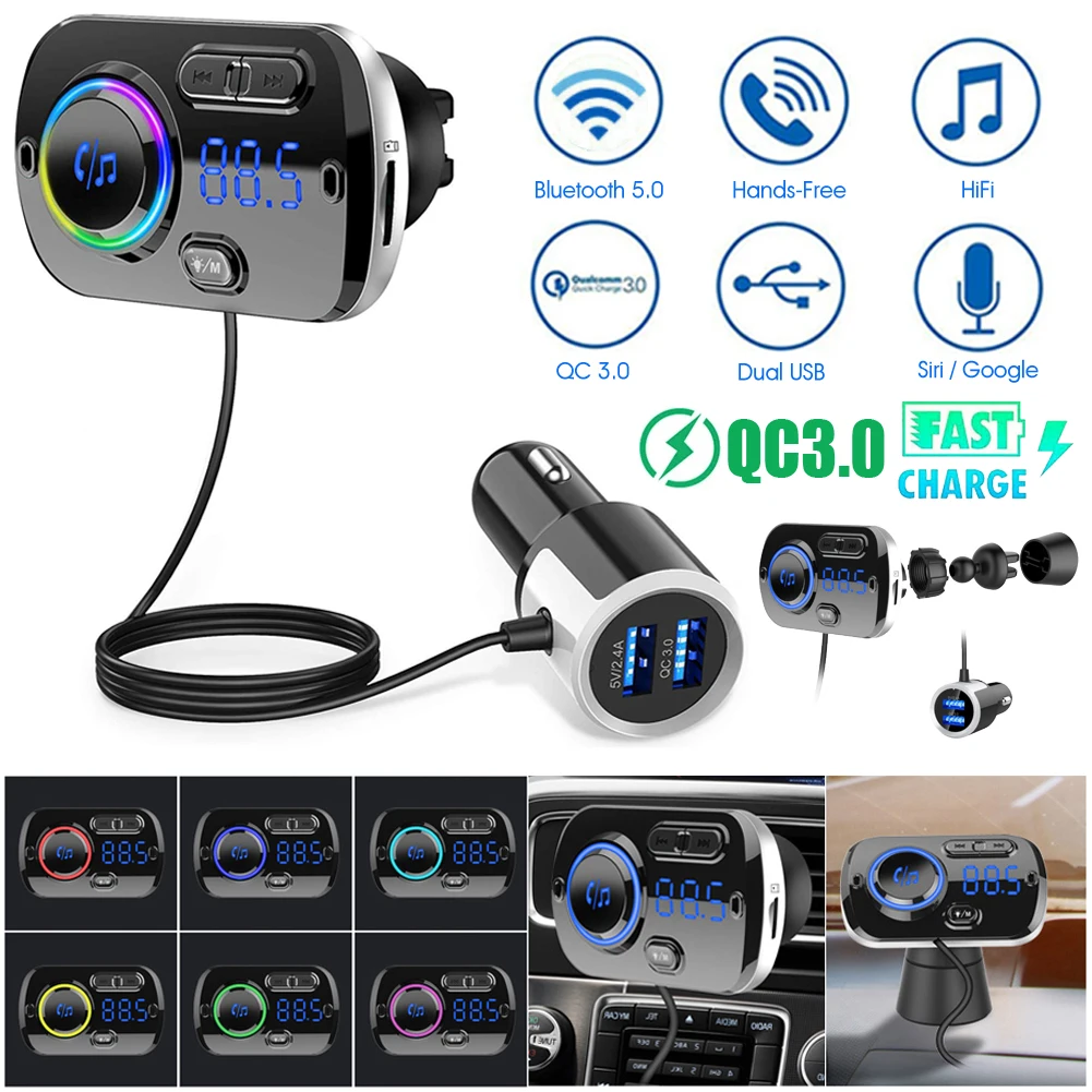 Беспроводной автомобильный FM-трансмиттер Bluetooth 5 0 радиокомплект mp3-плеер AUX