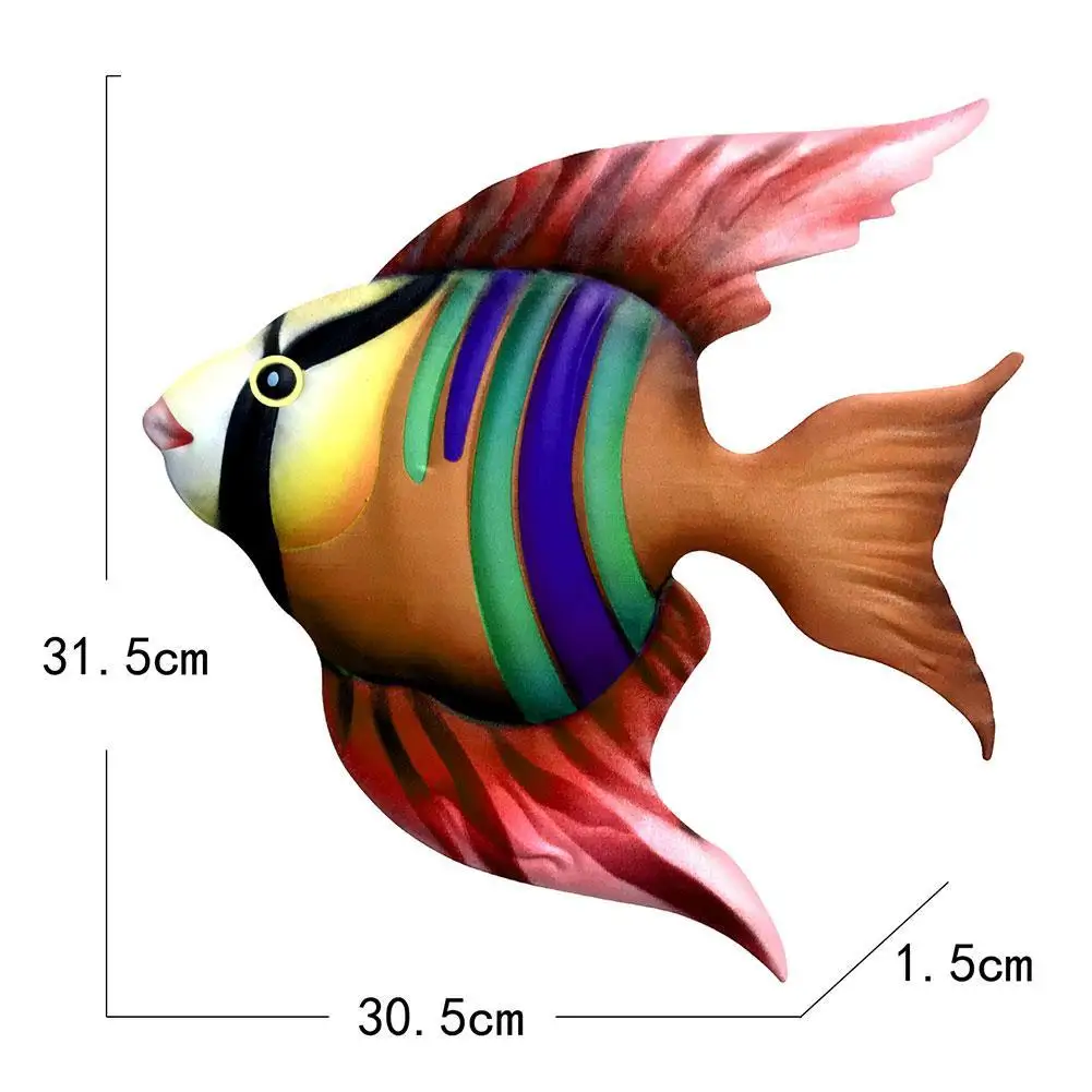 

1PC Fish Wall Decoration Garden Decor Bedroom Ornament Art Fish Room Patio Metal Living Sculpture Bathroom Crafts Hanging H T4X6