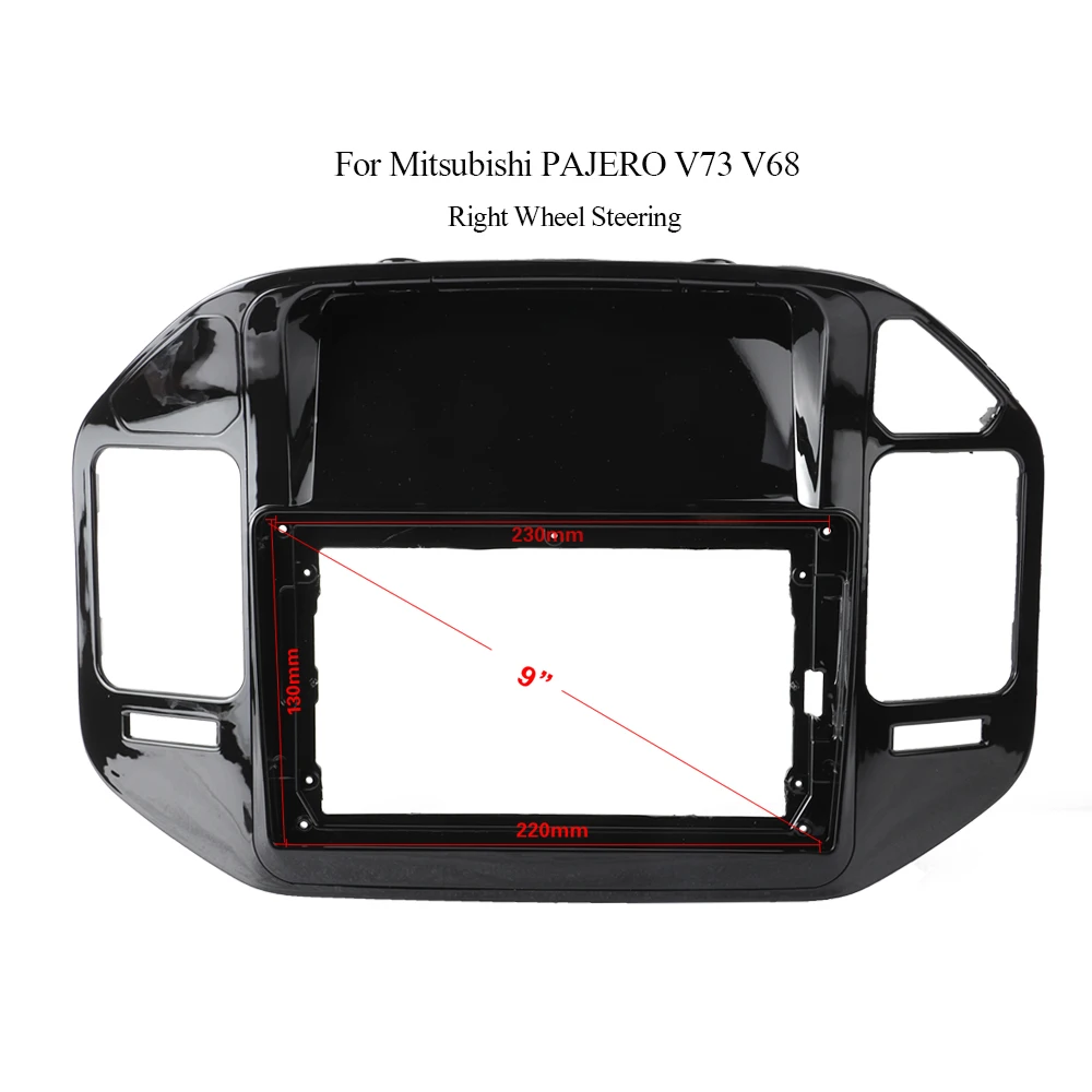 

Double Din Black ABS Trim Fascia Frame For Mitsubishi PAJERO V73 V68 Refit Car Android 9"Radio Navigation DVD Mounting Dashboard