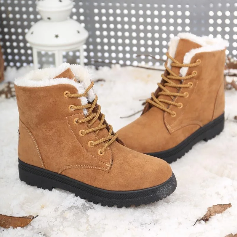 Fujin/зимние сапоги Женские теплые ботильоны из хлопка и плюша Женская обувь на
