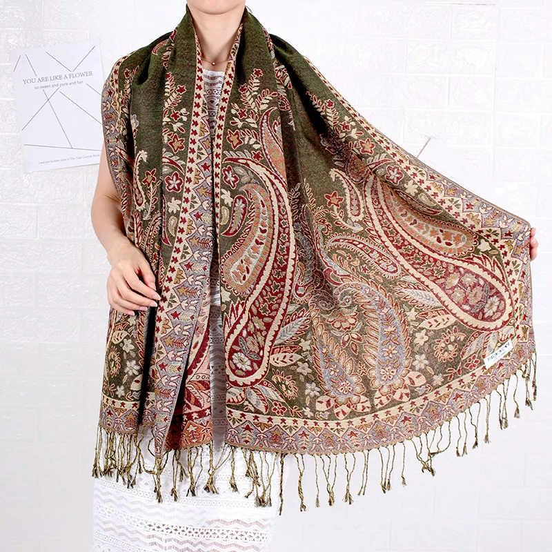 

Bohemian Style Cashew Jacquard Scarf Women Winter Long Soft Shawls and Wraps Ladies Print Headscarf National Wind Travel Scarves