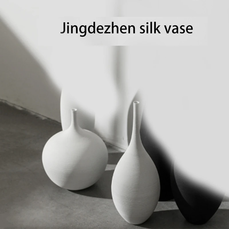 

2 Pcs Jingdezhen Zen Vase Modern Minimalist Handmade Ceramic Ornaments,Living Room Model Home Decoration,A & B