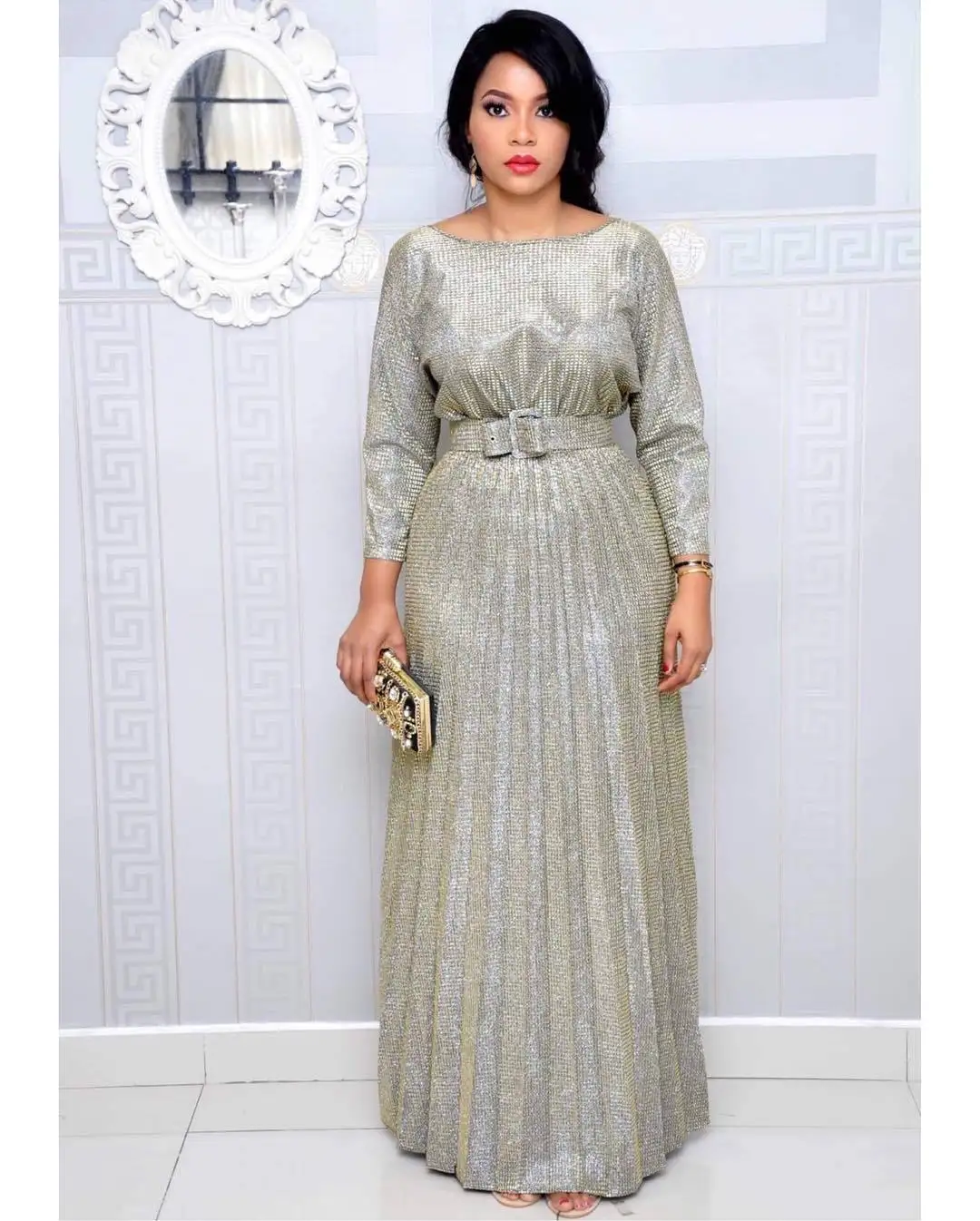 Robe De Soiree, вечернее платье с блестками, Волшебная нить, горячее тиснение, о-образный вырез, плиссированные вечерние платья, торжественное платье для женщин, элегантное