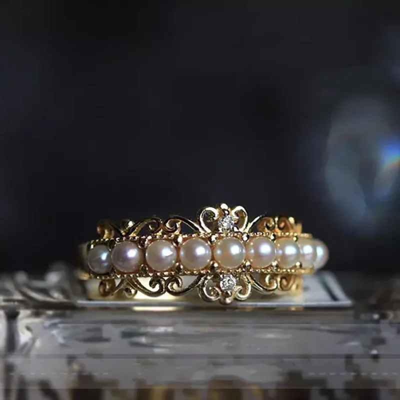 

14K Gold Natural Pearl Jewelry Ring for Women Bizuteria Birthstone Jewelry Gemstone Anillos De 14K Gold Natural Pearl Ring Box