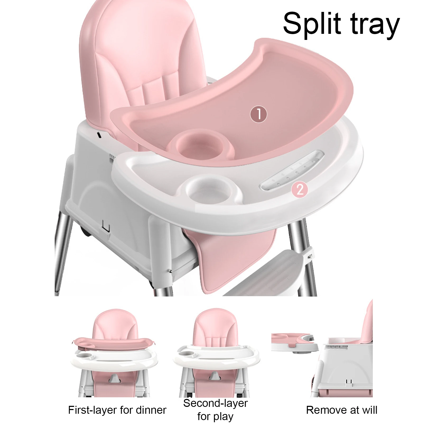 High Chair For Feeding Table Baby Eating Chair Height Adjustable Baby High Chair With Feeding Tray Foldable Dining Table Seat images - 6