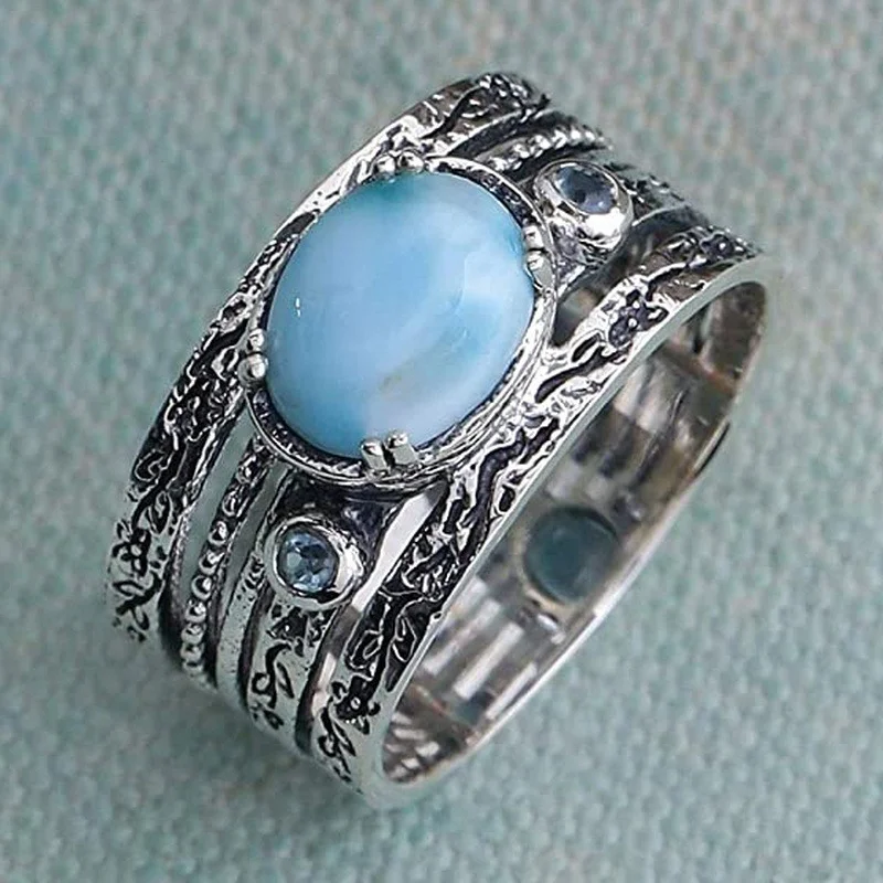 

Fashion personality silver wide zircon ring size 6-11