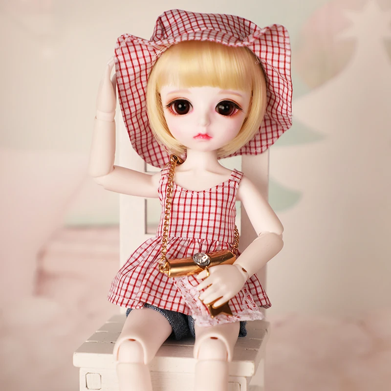 Новый BJD Кукла SD 1 / 6 Куклы Дейзи розового цвета в клетку юбка пачка милый костюм