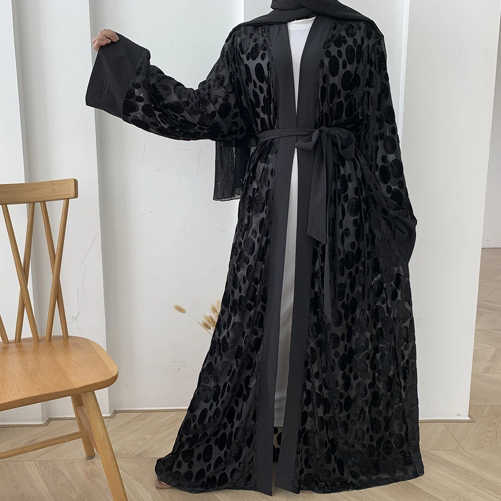 Black Eid Mubarak Kaftan Dubai Abaya Turkey Kimono Cardigan Hijab Muslim Dress Islamic Clothing Abayas For Women Robe Femme Ete |