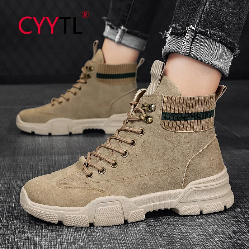 

CYYTL Fashion Men's Ankle Boots Winter Thick Sole Hiking Suede Shoes Outdoor Walking Comfort Casual Work Male Short Booties