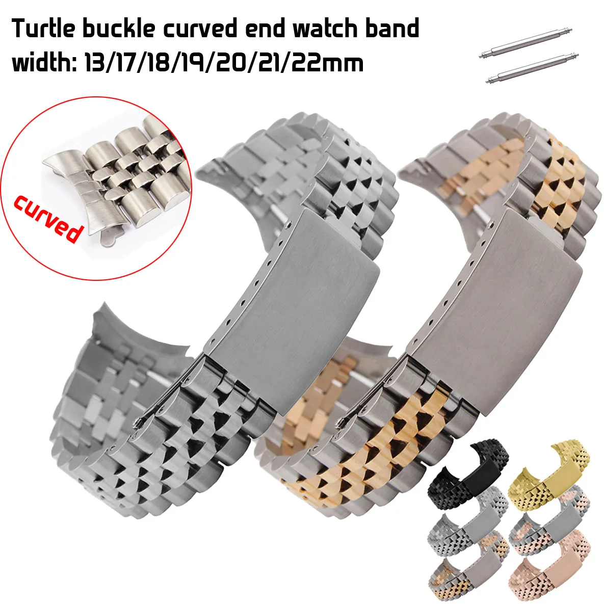 

Solid 316L Stainless Steel Watchband 13mm 17mm 18mm 19mm 20mm 21mm 22mm Curved End Classic Metal Watch Strap Band Wristbands