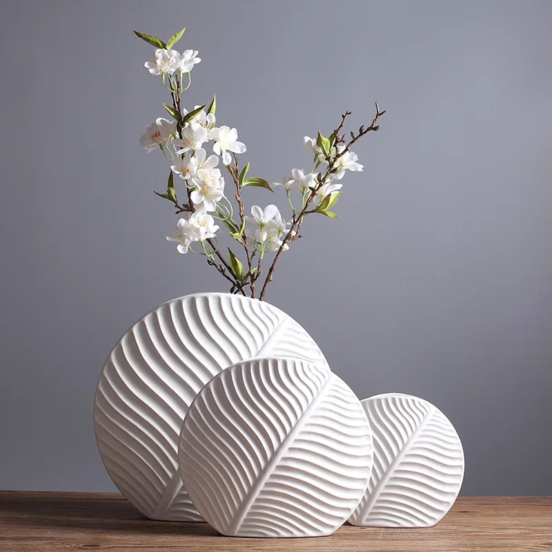 

3pcs of leaf vase set Leaves artifical flower holder modern Home golden Decorative artist mother wife birthday wedding gift