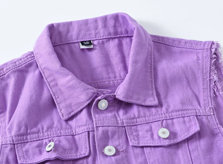 Мужской весенне-летний пурпурный джинсовый жилет приталенный Повседневный с