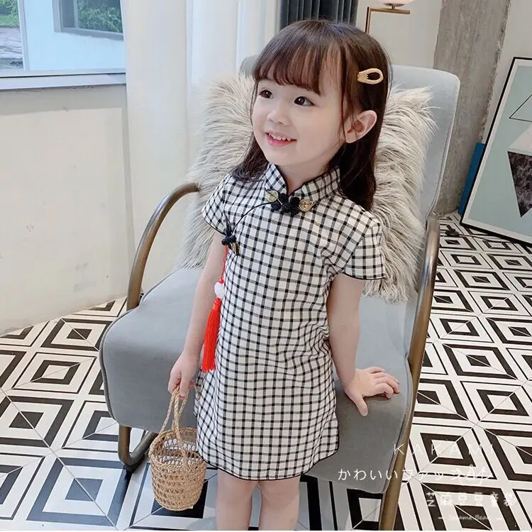 

Girls' New Summer Dress Children's Cheongsam Dress Princess Dress Retro Chinese Style Hanfu Dress