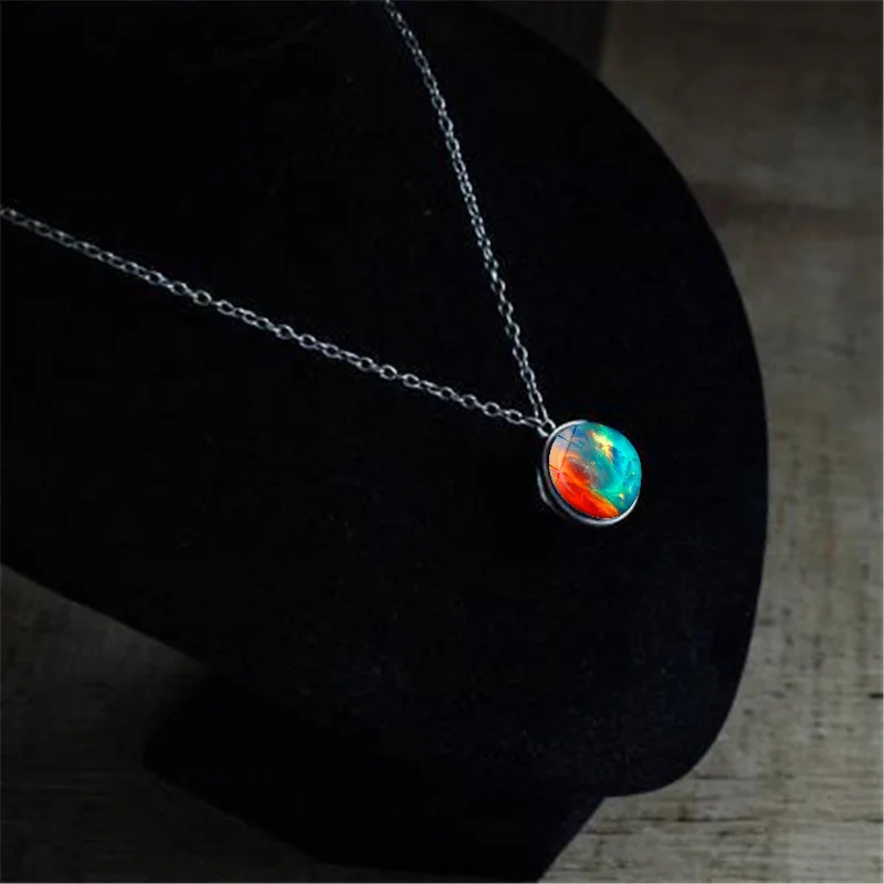 Новое двустороннее ожерелье с кулоном в виде туманности и галактики ювелирное