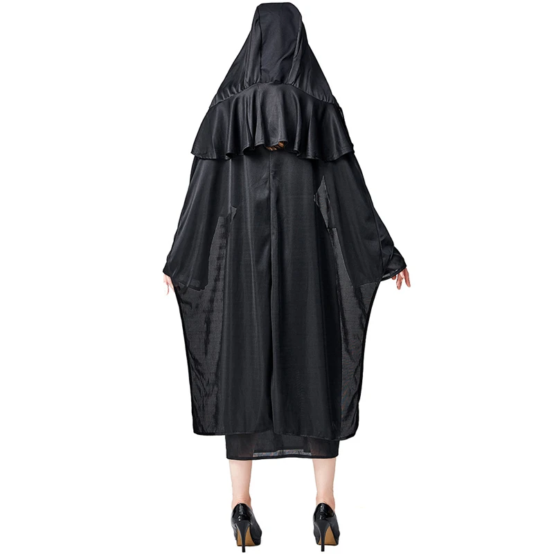 

New Black Witch Costume Coplay Adult Halloween Costume For Women Robe Wizard Dress Up