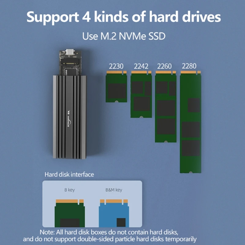 

Чехол M.2 NVMe Type-C SSD, портативный корпус для жесткого диска, супер быстрый корпус для жесткого диска, usb 3,1, 10 Гбит/с, корпус для SSD, корпус из алюми...