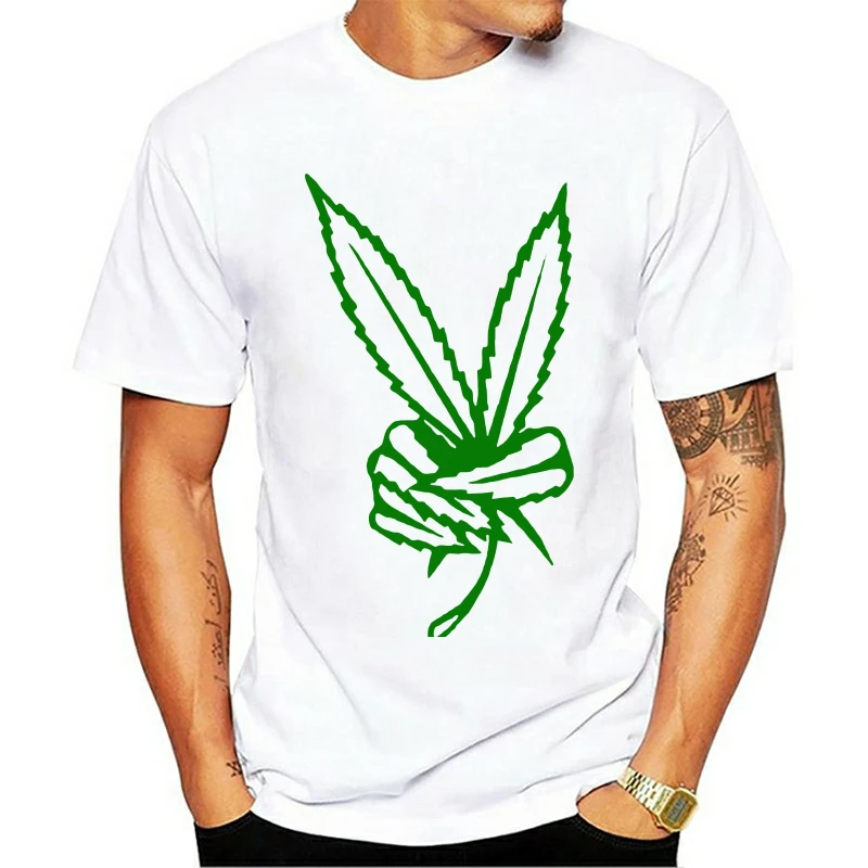 

Pot Leaf Peace Sign Hippie Joint Bong Graphic Shirt T-shirt Brand Clothes Men T Shirt