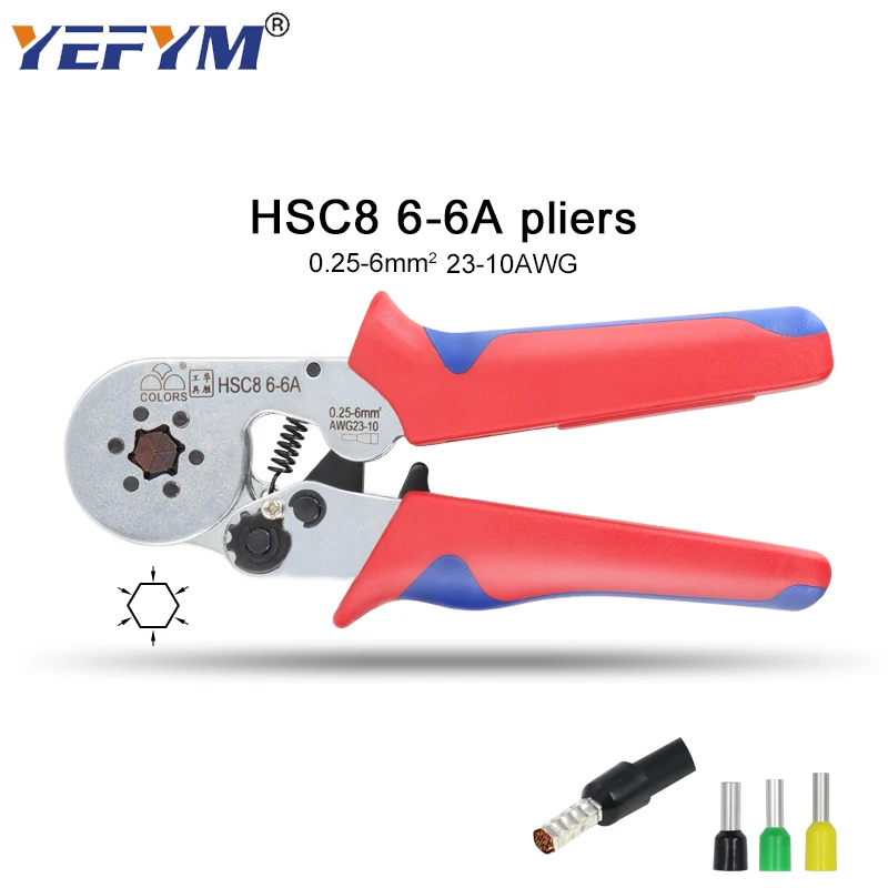 HSC8 6 6A обжимные плоскогубцы 0 25 мм2 23 10AWG с 1020 700 шт. Тип трубки тип иглы терминал