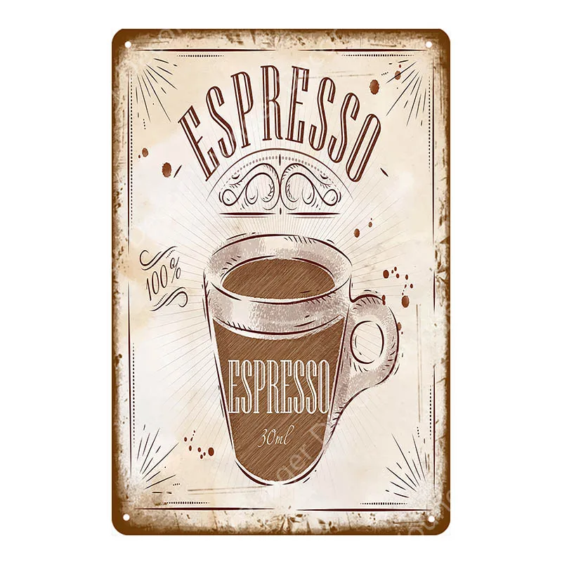 YD3755EI Кофе плакат со льдом чай металлические знаки мокко эспрессо Glace латте молоко Настенная роспись табличка для бара клуб Кафе Магазин домашний декор YI-107 - Цвет: YD3755EI