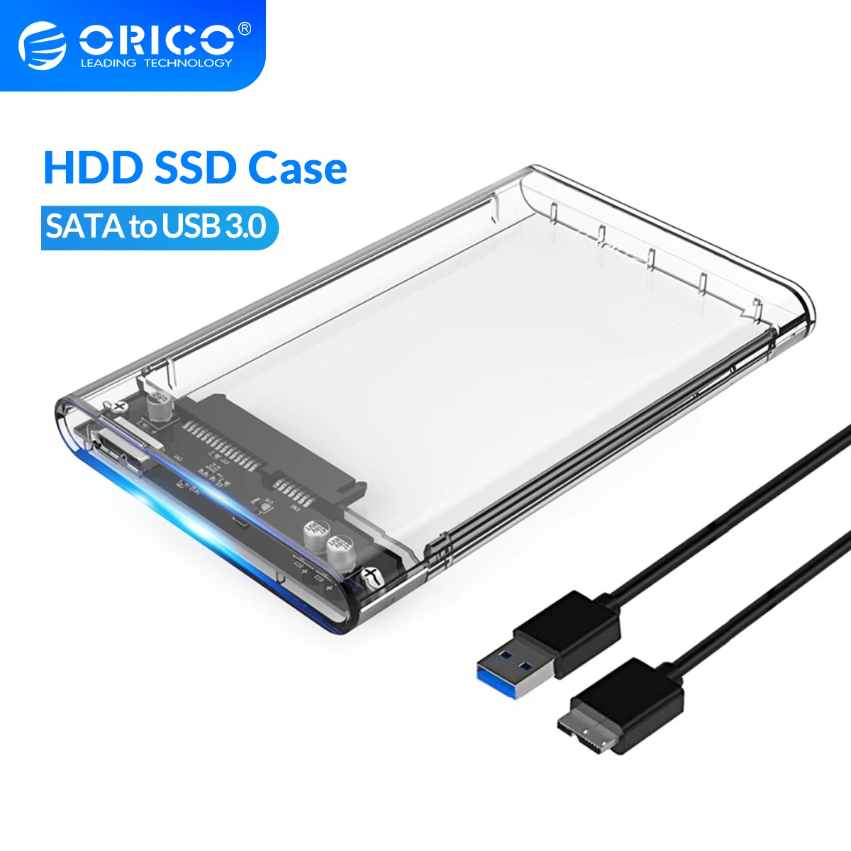 ORICO Transparent HDD Case SATA to USB 3.0 Hard Drive Case External 2.5'' HDD Enclosure for HDD SSD Disk Case Box Support UASP ugreen 2 5 inch hdd ssd case usb c to sata iii hdd enclosure caddy portable case for external hard drive ssd case support 10tb