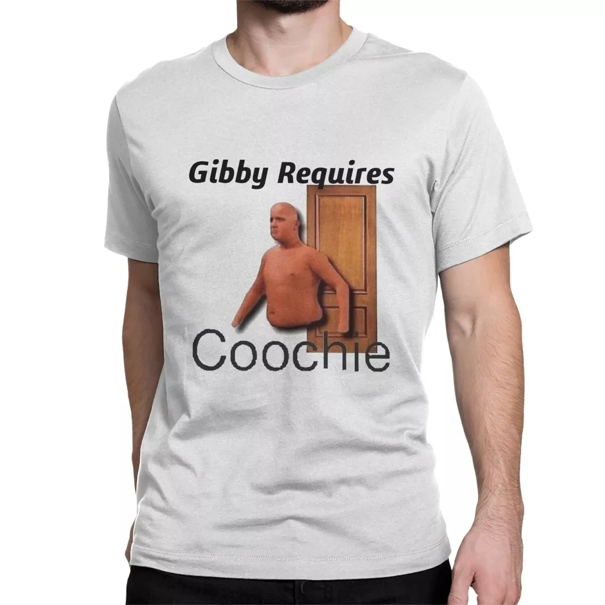 

Fun Gibby Requires Coochie T-Shirts Men Women's Round Collar 100% Cotton T Shirts Gibby Meme Short Sleeve Tees Gift Idea Clothes