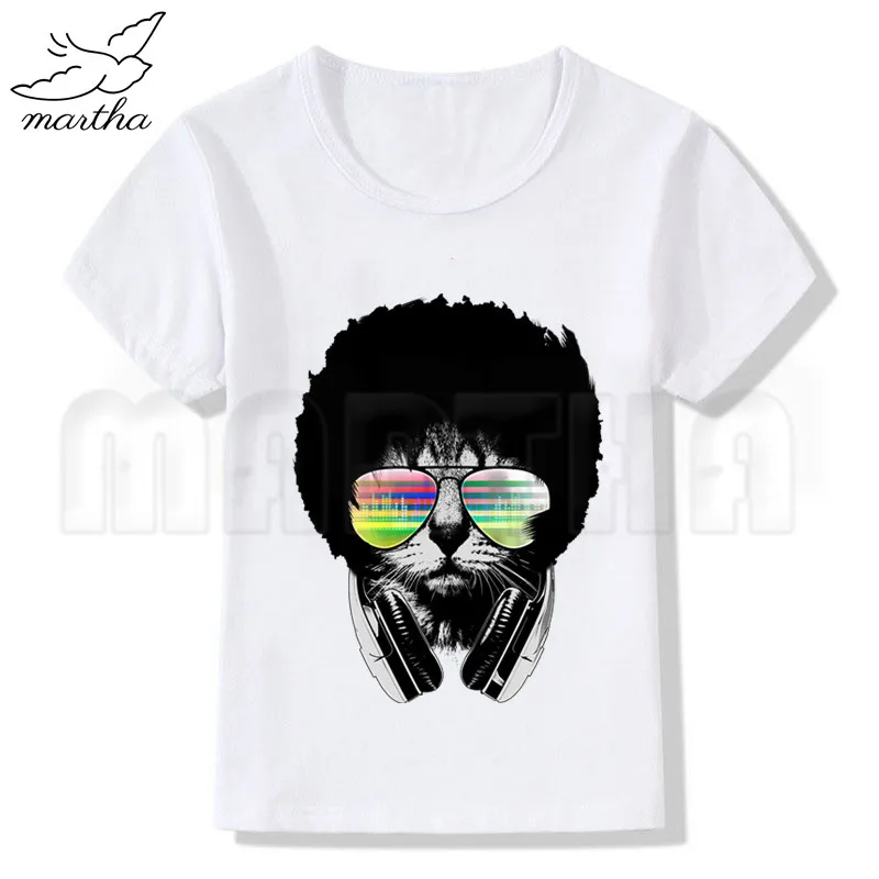 Новая крутая белая футболка с забавным диджейским котом новая принтом для