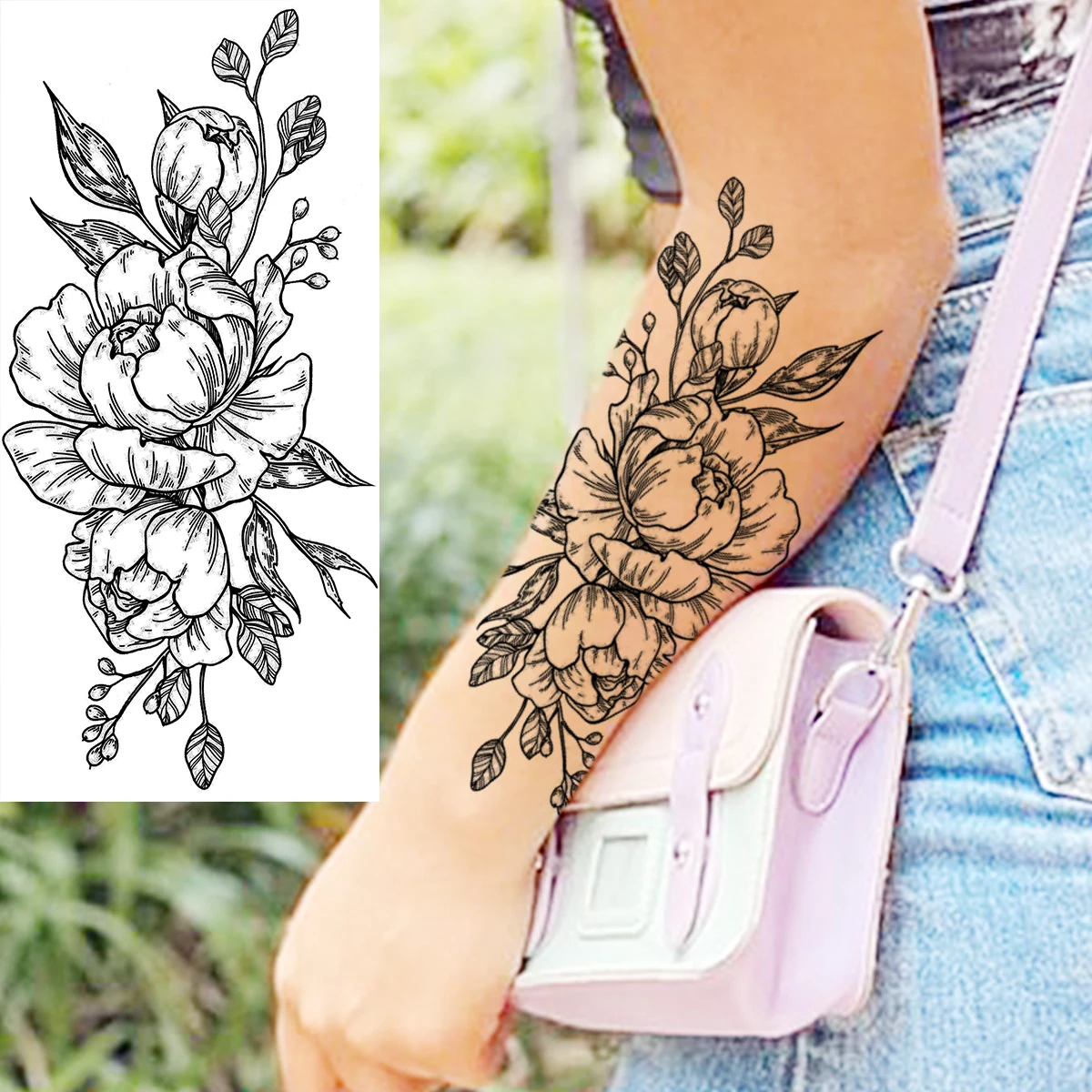 Реалистичные временные татуировки в виде подсолнуха для женщин букет взрослых