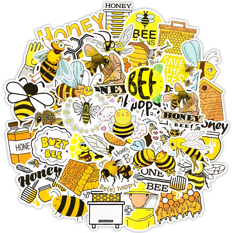 

50pcs Car Personality Sticker Guitar Bee Doodle Stickers Laptop Skateboard Suitcase Auto Motorcycle Body Graffiti Sticker