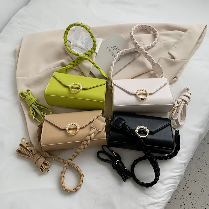 

Women's Leather Shoulder Bag 2021 Personality Brand New Fashion Messenger Bag Woven Single Shoulder Armpit Small Square Bag