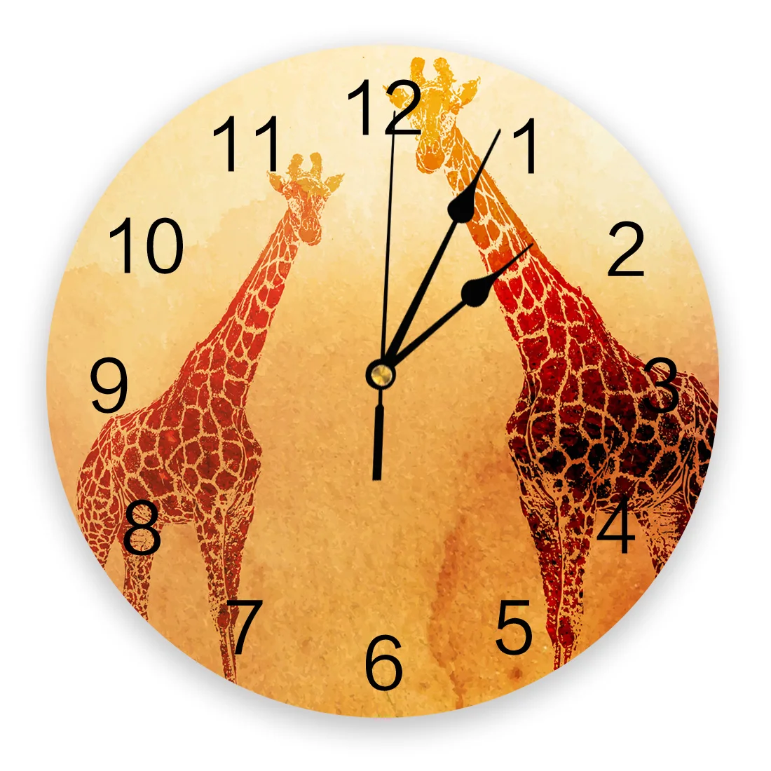 

Настенные часы с жирафом, полосками, животными, в стиле ретро, для дома, гостиной, бара, кафе, Декор, бесшумные круглые Настенные часы из ПВХ