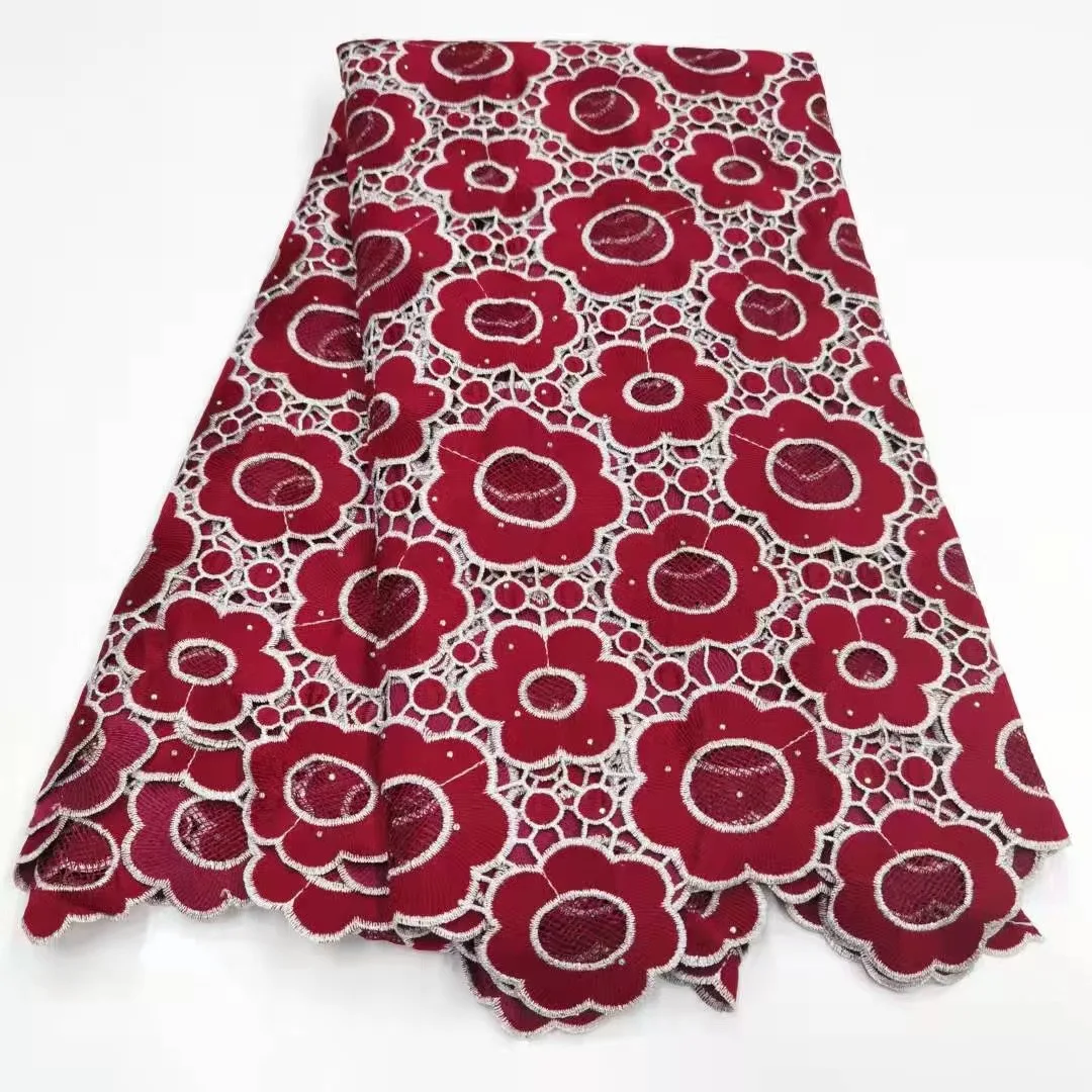 

Красная французская кружевная ткань из гипюра 2021, Высококачественная африканская кружевная ткань с вышивкой для нигерийского свадебного п...