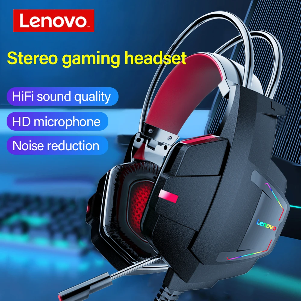 

Оригинальная игровая стереогарнитура Lenovo HU85 с шумоподавлением, Hi-Fi качество звука, Bluetooth-наушники с HD-микрофоном