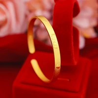 lucky carved yellow gold filled classic women cuff bangle fashion jewelry gift