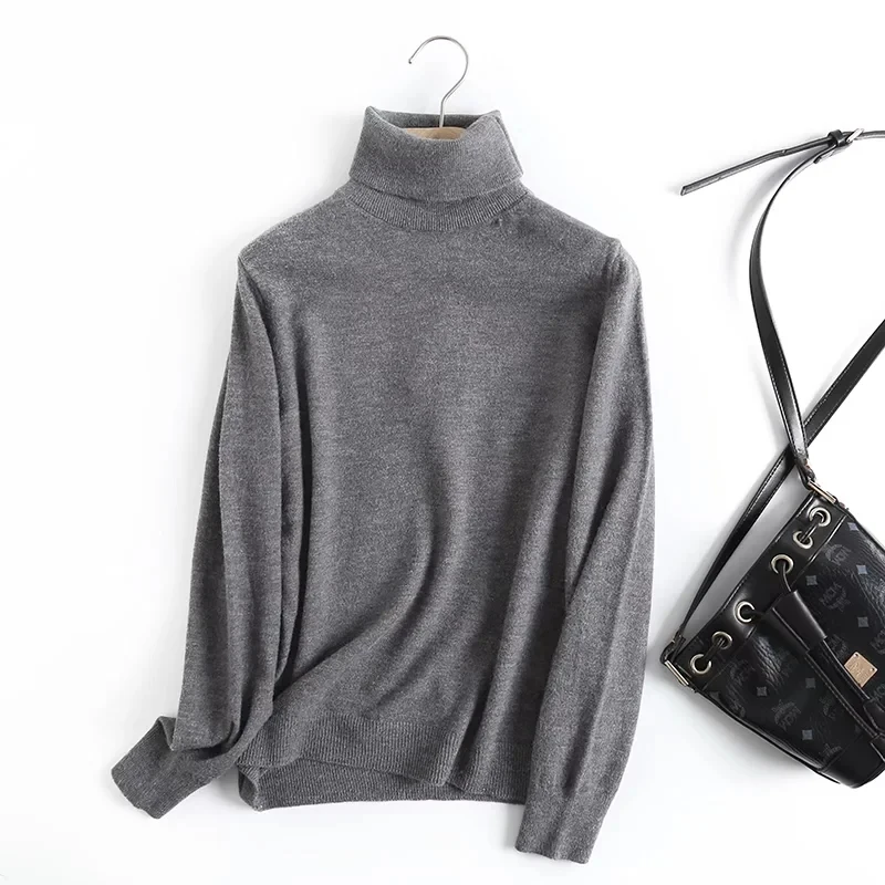 

Dave&Di England Style Fashion Sweaters Women Simple Commute Office Lady Elegant Warm Winter TurtleneckWool Pullovers Tops
