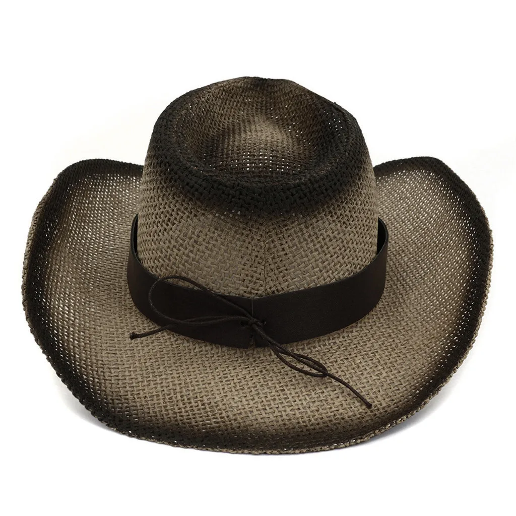 Унисекс Ретро ковбойская шляпа для верховой езды новый кожаный пояс широкая