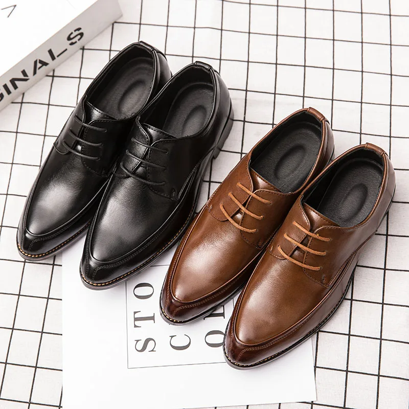 Новое поступление Мужские официальные кожаные туфли в стиле ретро Черные