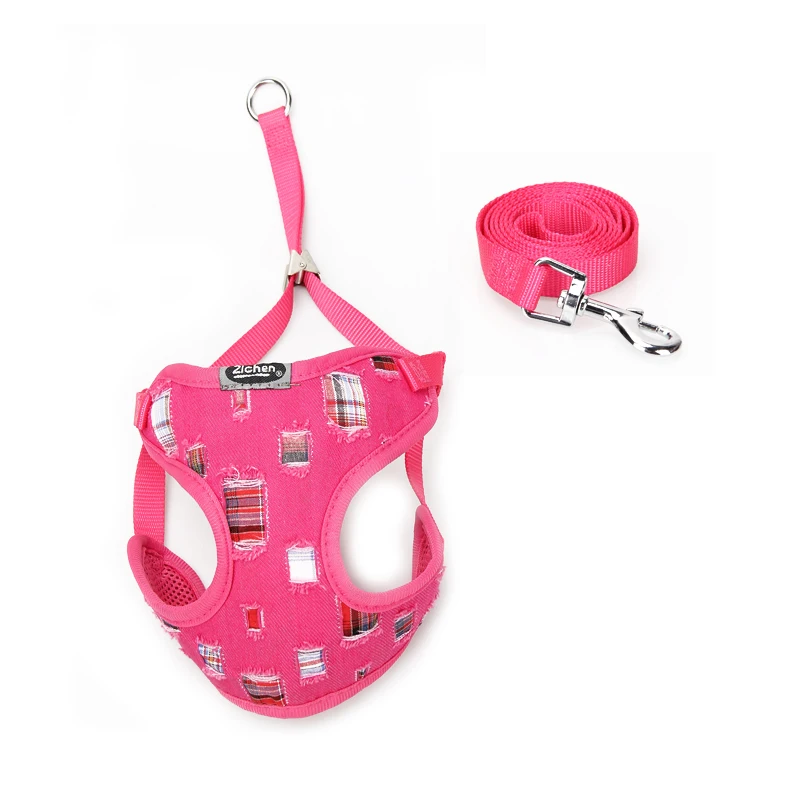 Жилетка шлейка для маленьких собак утепленная Регулируемая джинсовая атласная