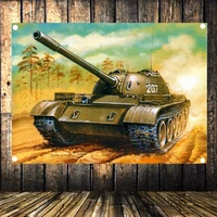 ww ii suliang red army t54 tank retro military poster hd canvas print art flag banner mural tapestry wall stickers home decor