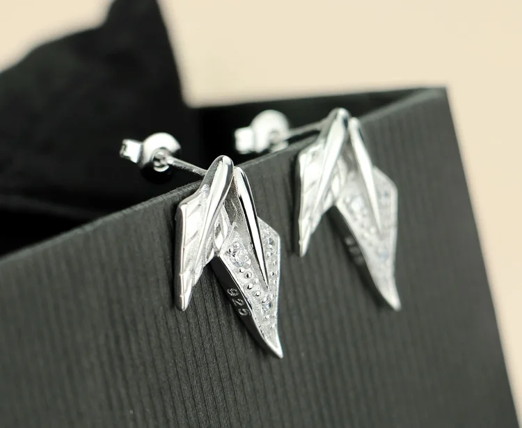 Cute Flower Leaf 925 silver stud earring for women trendy geometry zircon fashion Jewelry birthday gift | Украшения и аксессуары