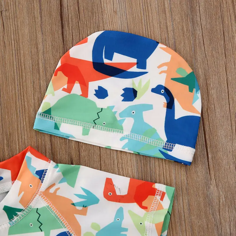 2020 Summer Swimsuit Toddler Baby Kid Boy Sun Protective Swimwear Rash Guard Costume Short Sleeve Dinosaur Colorful Bathing Suit |