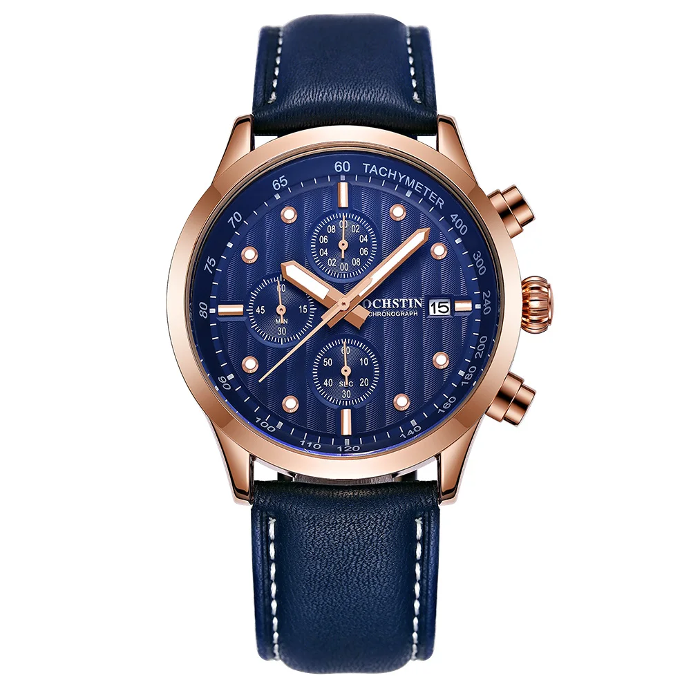 Часы мужские с хронографом модные повседневные водонепроницаемые спортивные в