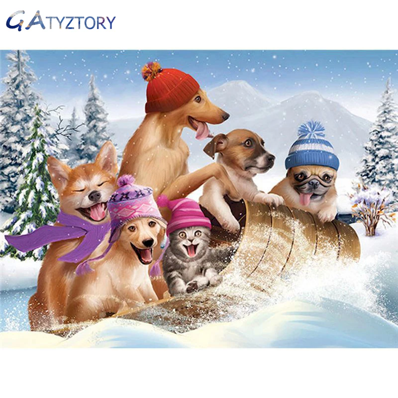 

Картина по номерам GATYZTORY «сделай сам», акриловый набор, собака, рамки для картин, животное, украшение для дома, детские праздничные подарки