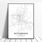 Hd Печать Battambang Пномпень Камбоджа холст Художественная карта постер настенная живопись для гостиной домашний Декор Рамка