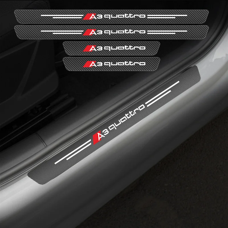 

4 шт Кожаный Автомобильный Брелок с порога кожи наклейки для Audi A4 A6 A5 Q5 A3 Q3 Q7 порог машины на автомобильное стекло, углеродное волокно Styleing Ст...