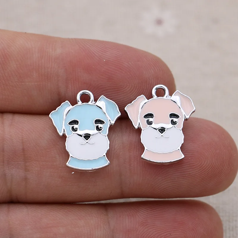 6 шт эмали с серебряным покрытием Кулоны в форме собаки Подвеска для серьги