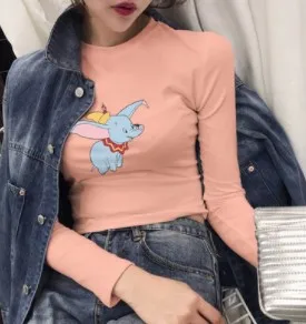 Женская футболка с медведем новинка 2019 осенняя женская длинным рукавом и