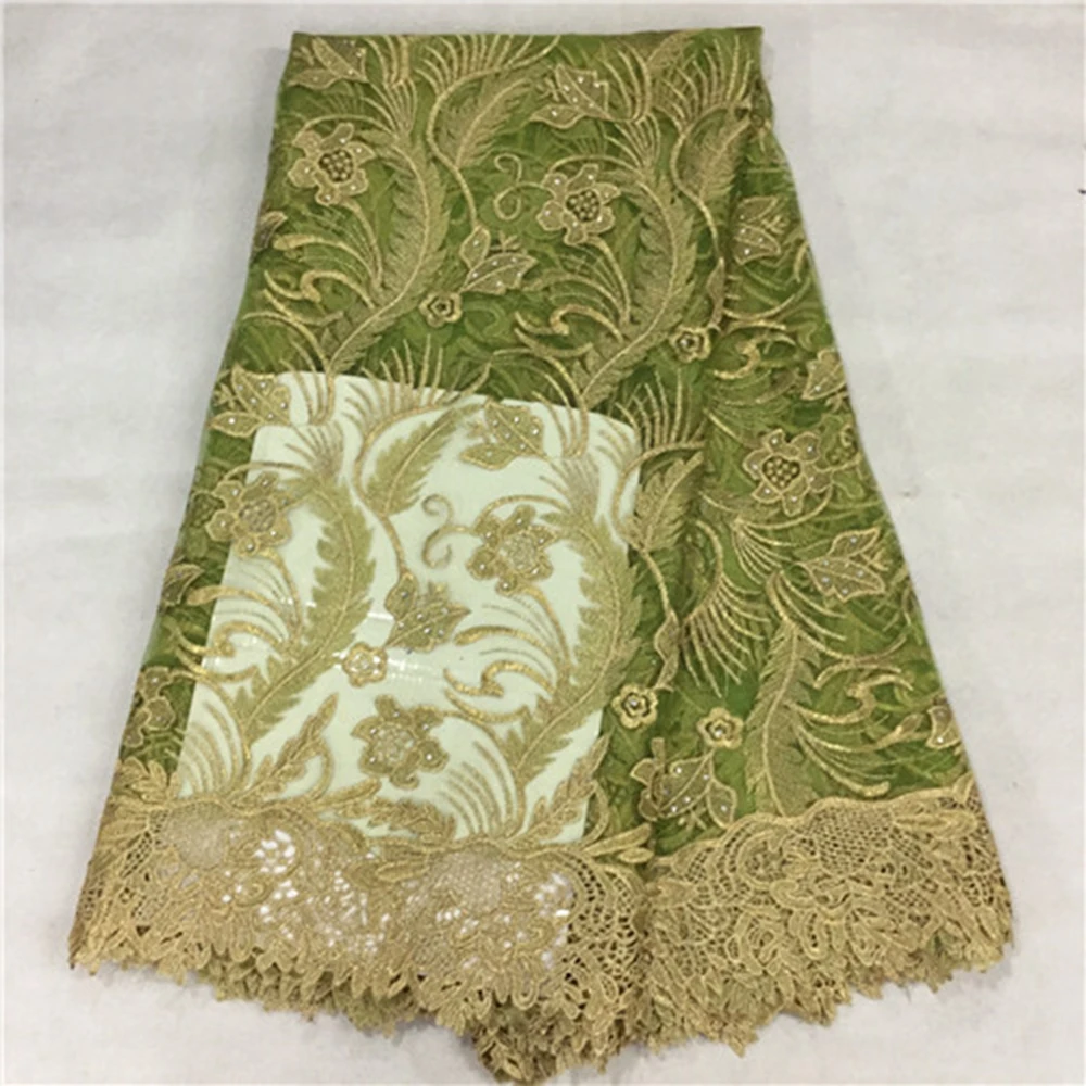 2021 новейшая Золотая французская кружевная ткань с камнями нигерийская высокого