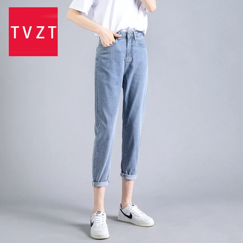 

TVZT Plus Size High Waist Boyfriend Jeans Women Fashion Jeans new hot sell 2020 new spring blue denim pant harem pants