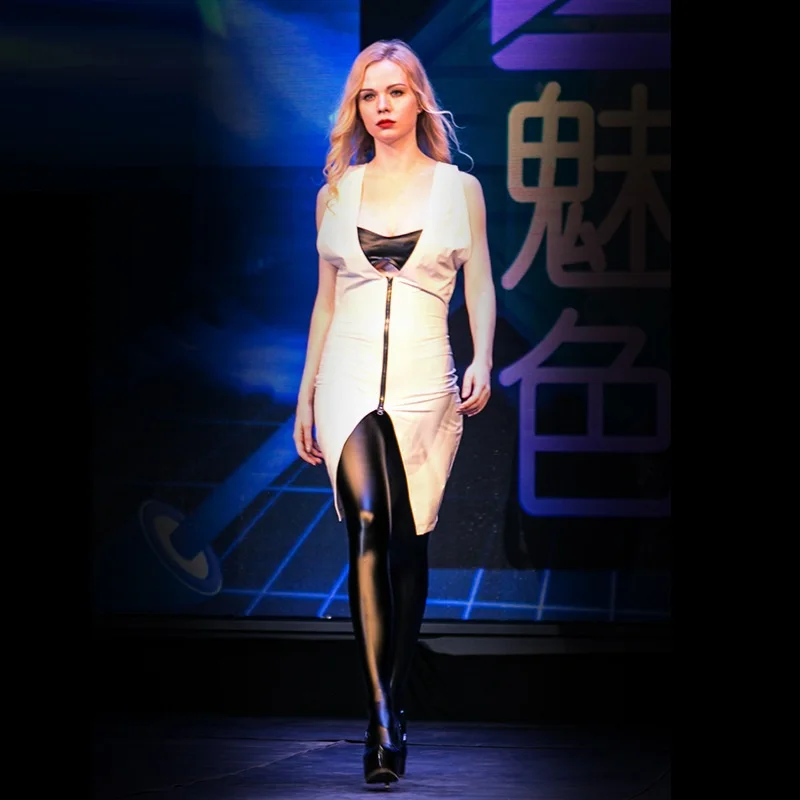 Женское сексуальное платье без рукавов на молнии спереди для ночного клуба