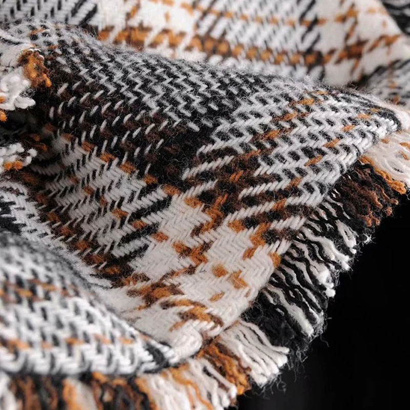 Куртка женская твидовая клетчатая короткая модный винтажный кардиган в клетку с